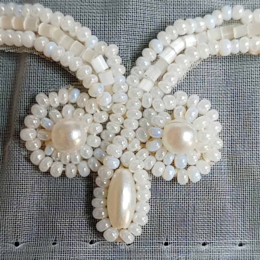 2 + Yards Vintage Bridal Communion Embellishments Trim Applique Pearlized